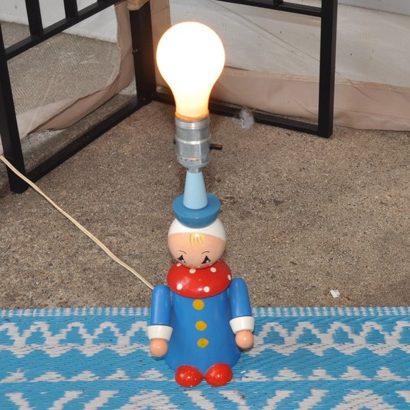 underwriters' laboratories vintage nursery desk light blue wood clown (w582) - Picture 11 of 13